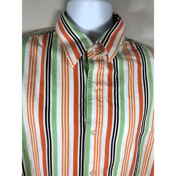 South Pole Men's Button Down Shirt Size XXL Long Sleeve White Orange Cotton - Picture 3 of 13